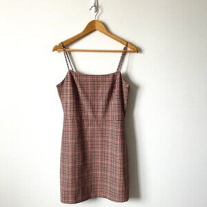 Aritzia Wilfred Plaid Check Mini Dress Red Black Size 10